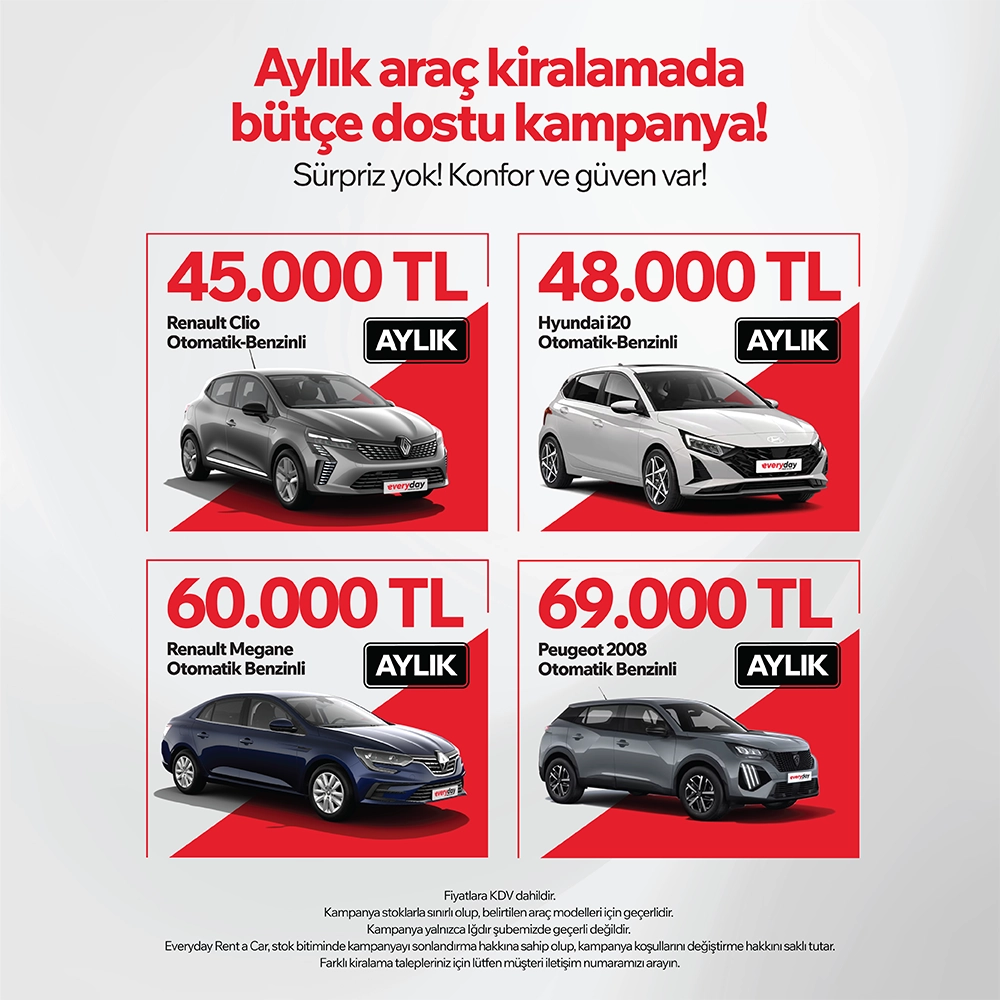 Aylık Araç Kiralama Kampanyası