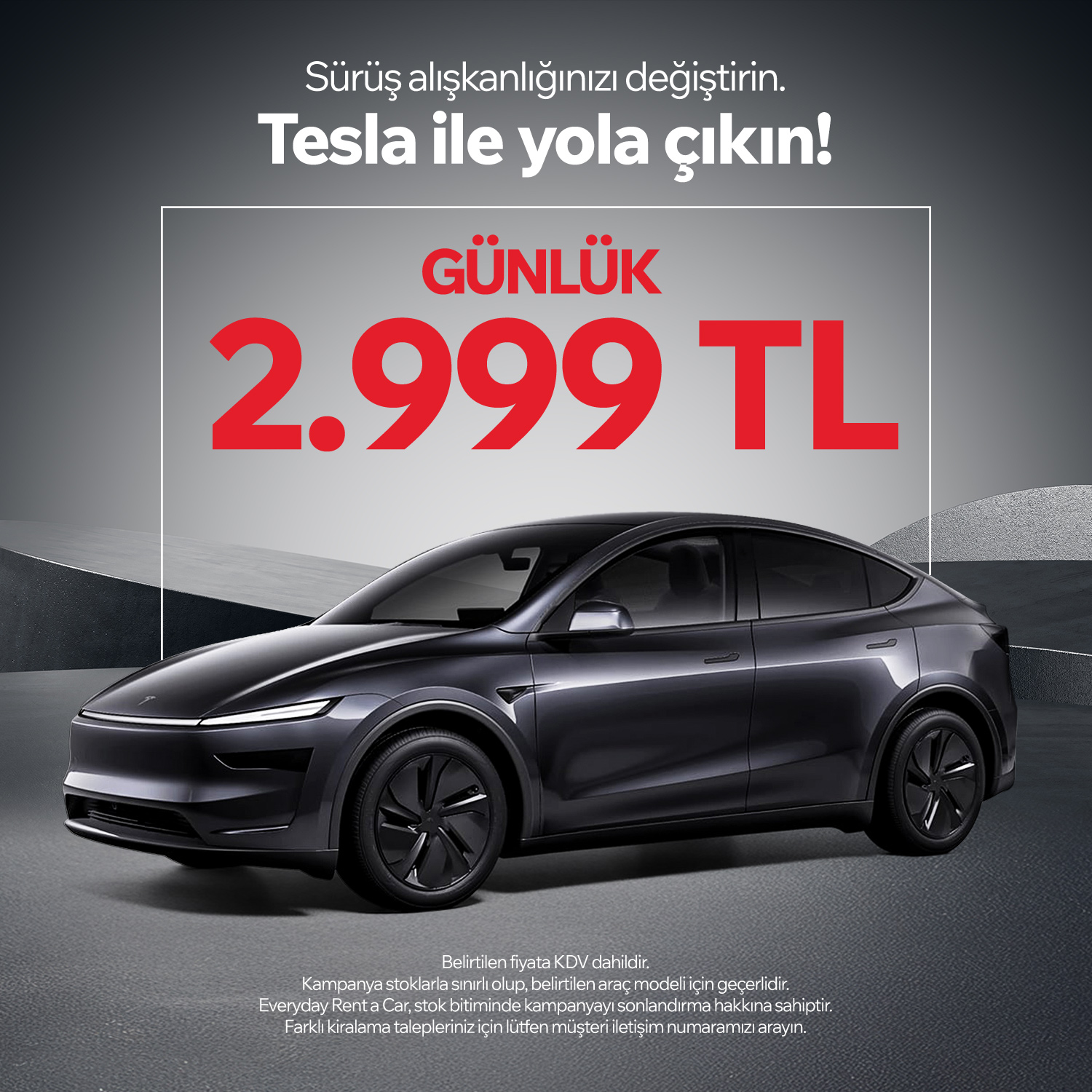 Tesla Günlük Kiralama 2.999 TL